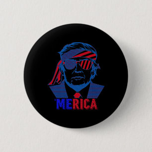 Merica Trump Happy 4th Of July Trump American Flag 6 Cm Round Badge