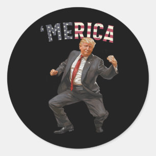 Merica Trump Happy 4th Of July Trump American Flag Classic Round Sticker