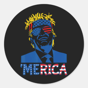 Merica Trump Happy 4th Of July Trump American Flag Classic Round Sticker