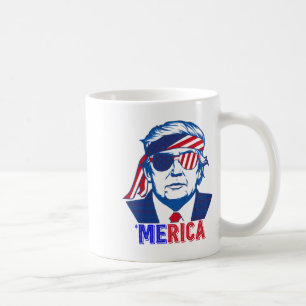 Merica Trump Happy 4th Of July Trump American Flag Coffee Mug