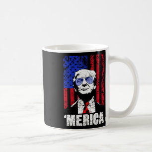 Merica Trump Happy 4th Of July Trump American Flag Coffee Mug