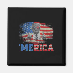 Merica Trump Happy 4th Of July Trump American Flag Magnet