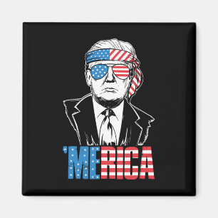 Merica Trump Happy 4th Of July Trump American Flag Magnet
