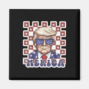 Merica Trump Happy 4th Of July Trump American Flag Magnet