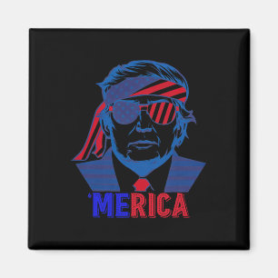 Merica Trump Happy 4th Of July Trump American Flag Magnet