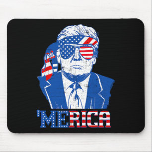 Merica Trump Happy 4th Of July Trump American Flag Mouse Pad