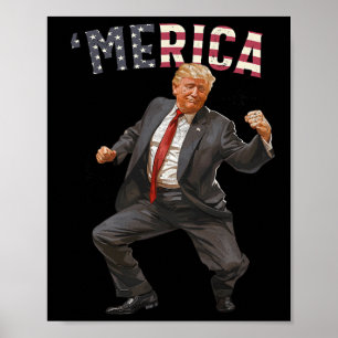 Merica Trump Happy 4th Of July Trump American Flag Poster