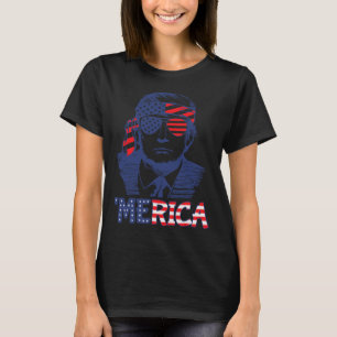 Merica Trump Happy 4th Of July Trump American Flag T-Shirt