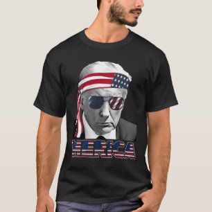Merica Trump Happy 4th Of July Trump American Flag T-Shirt