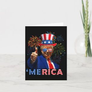 Merica Trump Sungles 4th Of July Funny Beer Drinki Card