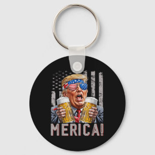 Merica Trump Sungles 4th Of July Funny Beer Drinki Key Ring