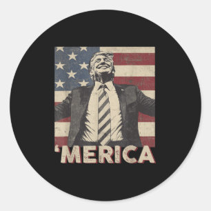 Merica Trump Usa American Flag 4th Of July Patriot Classic Round Sticker