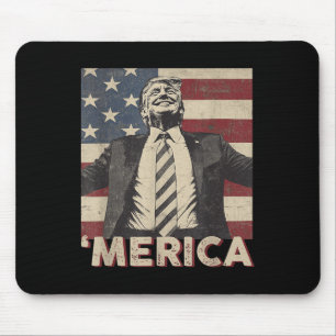 Merica Trump Usa American Flag 4th Of July Patriot Mouse Pad