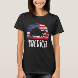 Merica Turtle American Flag USA Patriotic Independ T-Shirt