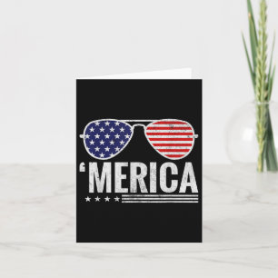 Merica Us America Flag Sungles 4th Of July Patriot Card