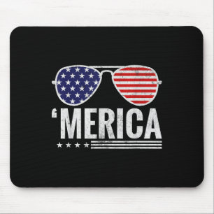 Merica Us America Flag Sungles 4th Of July Patriot Mouse Pad