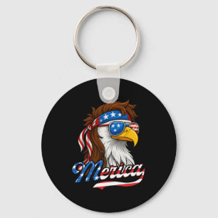 Merica Usa American Flag Bald Eagle 4th Of July Pa Key Ring
