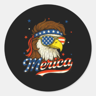 Merica Usa American Flag Patriotic 4th Of July Bal Classic Round Sticker