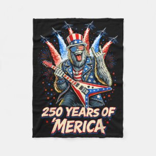Merica Usa Bigfoot Rock 250 Years 4th Of July Patr Fleece Blanket