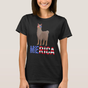 Merica Usa Flag Alpaca Sunglasses Patriotic 4th Of T-Shirt