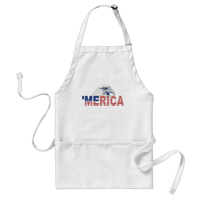 ‘MERICA USA Flag American Bald Eagle Apron (Front)