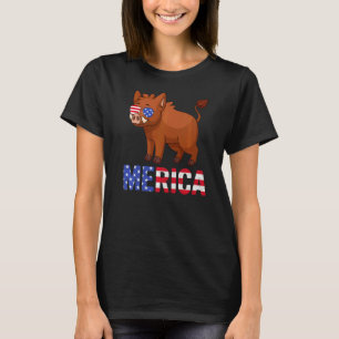 Merica Usa Flag Boars Sunglasses Patriotic 4th Of T-Shirt