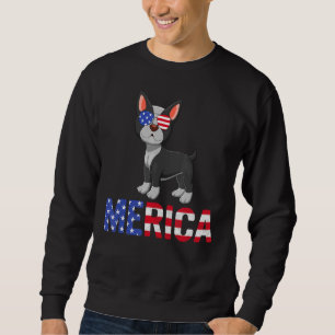 Merica Usa Flag Boston Terrier Sunglasses 4th Of J Sweatshirt