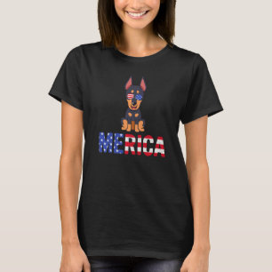 Merica Usa Flag Dobermann Dog Sunglass Patriotic 4 T-Shirt
