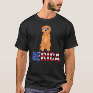 Merica USA Flag Goldendoodle Dog Sunglasses 4th T-Shirt