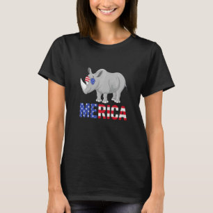 Merica Usa Flag Hippo Sunglasses Patriotic 4th Of T-Shirt