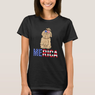 Merica Usa Flag Maltese Dog Sunglasses Patriotic 4 T-Shirt