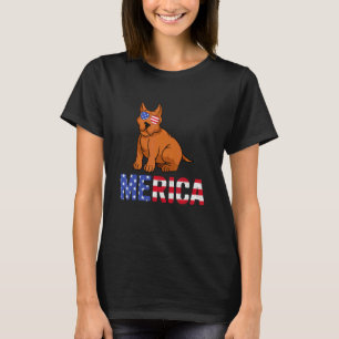 Merica Usa Flag Pitbull Dog Sunglasses Patriotic 4 T-Shirt
