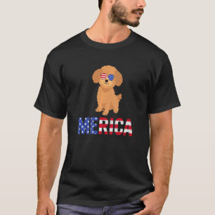 Merica Usa Flag Poodle Dog Sunglasses Patriotic 4t T-Shirt