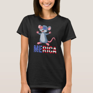 Merica Usa Flag Rat Sunglasses Patriotic 4th Of Ju T-Shirt