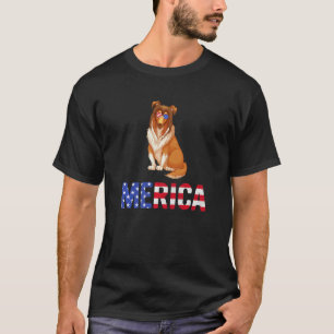 Merica Usa Flag Rough Collie Dog Sunglasses 4th Of T-Shirt