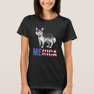 Merica Usa Flag Siberian Husky Dog Sunglasses 4th T-Shirt