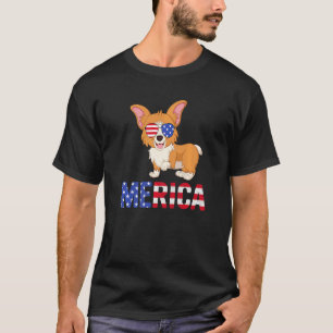 Merica Usa Flag Welsh Corgi Sunglasses Patriotic 4 T-Shirt