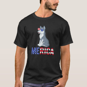 Merica Usa Flag Wolf Sunglasses Patriotic 4th Of J T-Shirt