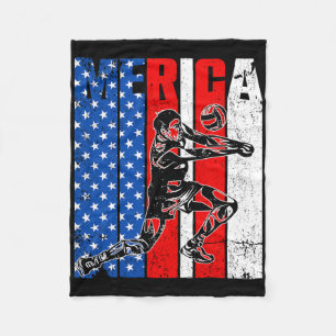 Merica Volleyll Player Usa Independence Day 4th Of Fleece Blanket