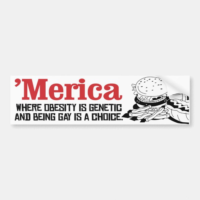 Merica - Where obesity is genetic and being gay is Bumper Sticker (Front)