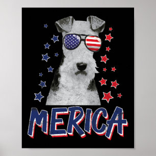 Merica Wire Fox Terrier Dog 4th Of July Usa Gift Poster