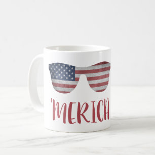 'MERICA WITH AMERICAN SUNGLASSES - USA  COFFEE MUG