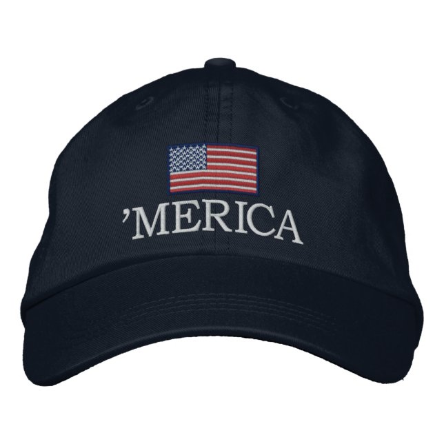 Merica - with USA flag Embroidered Hat (Front)