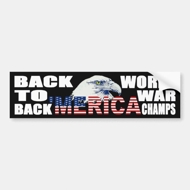 'MERICA World War Champs Eagle Bumper Sticker (Front)
