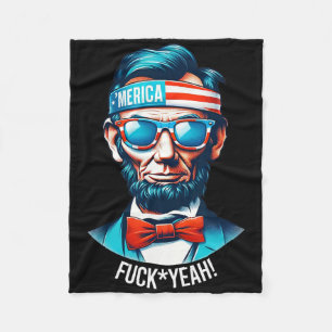 Merica Yeah Abraham Lincoln 4th Of July Fleece Blanket
