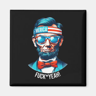 Merica Yeah Abraham Lincoln 4th Of July Magnet