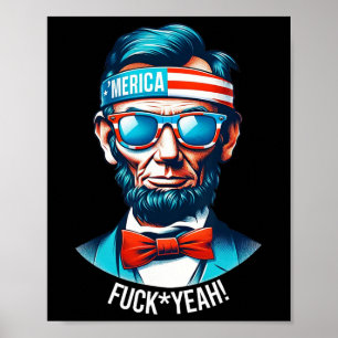 Merica Yeah Abraham Lincoln 4th Of July Poster
