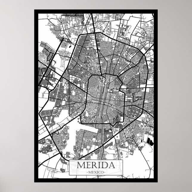 Merida Mexico City Map Poster (Front)