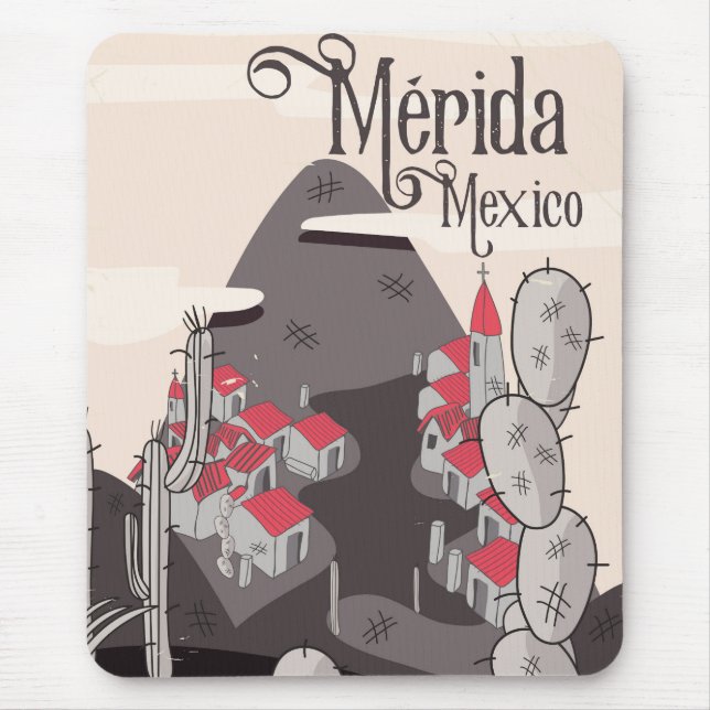 Mérida Mexico travel poster Mouse Pad (Front)