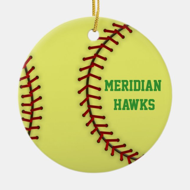 Meridian Hawks Softball Ceramic Ornament (Front)